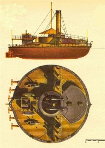 макет поповки-круглого броненосца времён русско-турецкой войны 1877-78 годов
