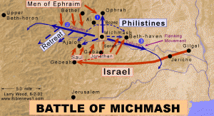карта битвы с филистимлянами  у Михмаса